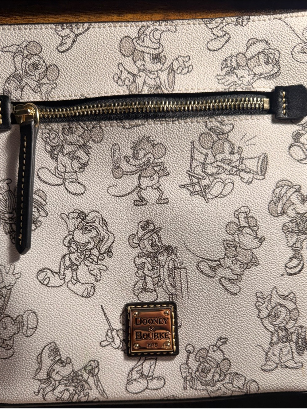 Dooney & Bourke White Mickey Through the Years Crossbody with Black Trim